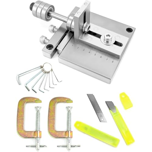 PODEC Lederstreifen-Schneidemaschine, Hochleistungs-Lederband-Schneidewerkzeug Mit 20 Schneidern, 2 C-Klemmen Und 8 Schraubenschlüsseln, Max. 60 Mm Schnittbreite von PODEC