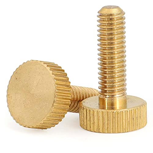 (2 Stück) Messing gerändelte Flachkopf-Rändelschrauben, M4 x 22 mm (Kopf-Biameter 12 mm, Dicke 4 mm) für Möbelbeschläge usw. von PODODO