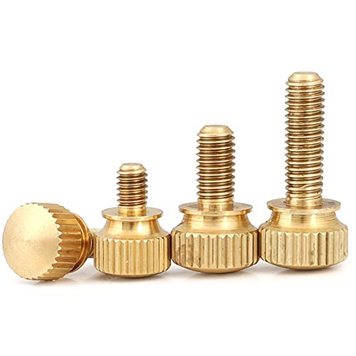 Doppelschicht-Handschrauben aus Messing, natürliche Farbe, M6 x 20 mm (Kopf-Biameter 14 mm) für Möbelbeschläge usw. von PODODO