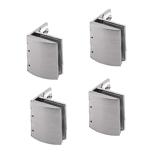POECE Glastürscharnier 4 Stück Edelstahl-Badezimmerklemme, verstellbar 5–8 mm, Clip-Scharnier für Schrank, Glastür, Glas, Weinschrank, Schranktür, Wandmontage von POECE