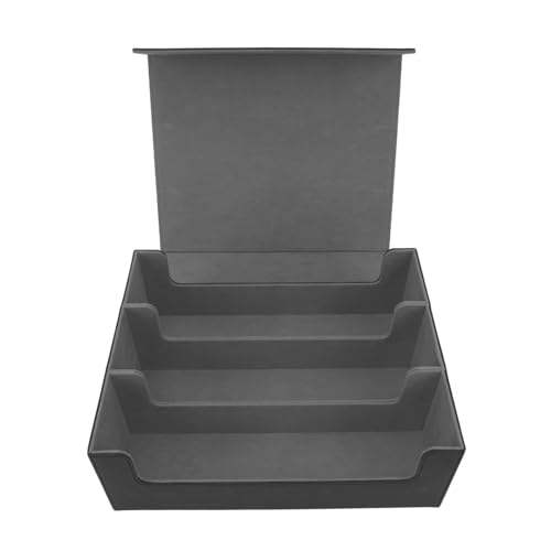 POENVFPO Kartendeck-Box, Tragbar, Großes Fassungsvermögen, PU-Leder, Magnetverschluss, Kartendeck-Hülle für Spielkarten, Tarotkarten (Schwarze Schale mit grauem Futter) von POENVFPO