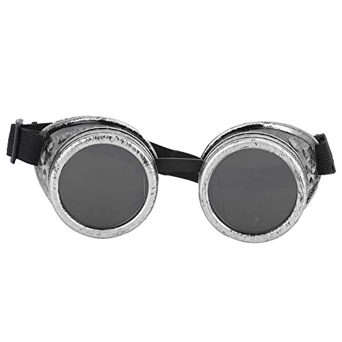 POENVFPO Steampunk -Brille, Doppelschicht Sonnenbrille Vintage Steampunk Goggles für Party -Requisitendekoration (Vintage-Silber) von POENVFPO