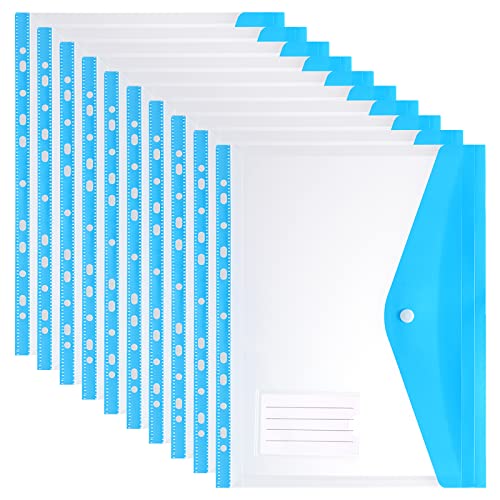 Dokumententasche A4, Blau Klarer Poly Dokumentenmappe A4 mit Etikettentasche und Druckknopf, 11 Loch Dokumenten-Mappen A4 für Organisieren von Dokumenten, 10er Pack Dokumententasche A4, Blau Klarer Poly Dokumentenmappe A4 mit Etikettentasche und Druckknopf, 11 Loch Dokumenten-Mappen A4 für Organisieren von Dokumenten, 10er Pack von POERMA