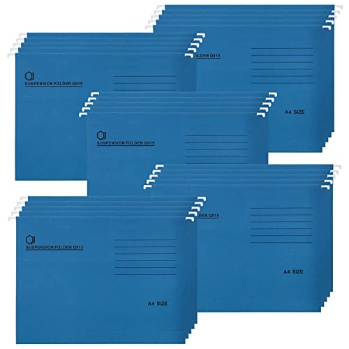 A4 Hängemappen, 25 Stück Hängeregister Mappen aus Recyceltem Karton mit Registerkarten und Karteneinsätzen, Hängeregistraturen für Büro und Schule, Blau von POERMA