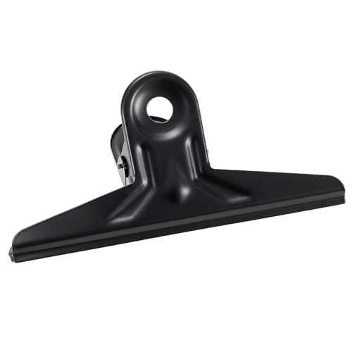 POERMA 6 Stück Bulldogge Clip，7.09 Zoll/18cm Klammern，Große Bulldogge Büroklammern Papierklammer,Verschlussclips Schwarzer Edelstahl Büroklammern von POERMA