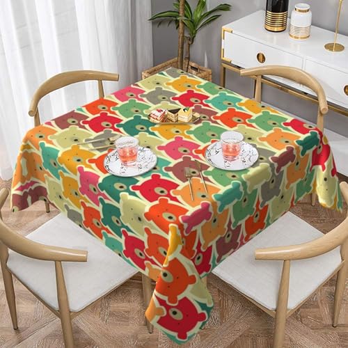 POEZJZW Bunte Bären bedruckte quadratische dekorative Tischdecke für den Innen- und Außenbereich, Esstische, Esstische, Partys, Terrassen, 152,4 x 152,4 cm POEZJZW Bunte Bären bedruckte quadratische dekorative Tischdecke für den Innen- und Außenbereich, Esstische, Esstische, Partys, Terrassen, 152,4 x 152,4 cm von POEZJZW