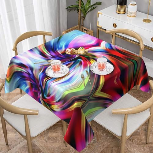 POEZJZW Bunte quadratische dekorative Tischdecke mit Batikfärbung für den Innen- und Außenbereich, Esstische, Esstische, Partys, Terrassen, 137 x 137 cm POEZJZW Bunte quadratische dekorative Tischdecke mit Batikfärbung für den Innen- und Außenbereich, Esstische, Esstische, Partys, Terrassen, 137 x 137 cm von POEZJZW