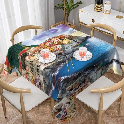 POEZJZW Cinque Terre Scenery bedruckte quadratische dekorative Tischdecke für den Innen- und Außenbereich, Esstische, Esstische, Partys, Terrassen, 137 x 137 cm POEZJZW Cinque Terre Scenery bedruckte quadratische dekorative Tischdecke für den Innen- und Außenbereich, Esstische, Esstische, Partys, Terrassen, 137 x 137 cm von POEZJZW