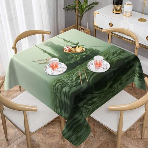 POEZJZW Quadratische Tischdecke, Motiv: Schiffswrack in der Tiefe, bedruckt, für Esstische im Innen- und Außenbereich, Esstische, Partys, Terrassen, 137 x 137 cm POEZJZW Quadratische Tischdecke, Motiv: Schiffswrack in der Tiefe, bedruckt, für Esstische im Innen- und Außenbereich, Esstische, Partys, Terrassen, 137 x 137 cm von POEZJZW