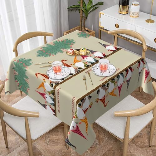 POEZJZW Quadratische Tischdecke mit Aufschrift "Merry Christmas", für Esstische im Innen- und Außenbereich, Esstische, Partys, Terrassen, 152,4 x 152,4 cm von POEZJZW