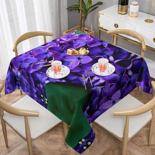 POEZJZW Quadratische Tischdecke mit Blumenmuster für den Innen- und Außenbereich, Esstisch, Partys, Terrassen, 152,4 x 152,4 cm, Violett POEZJZW Quadratische Tischdecke mit Blumenmuster für den Innen- und Außenbereich, Esstisch, Partys, Terrassen, 152,4 x 152,4 cm, Violett von POEZJZW