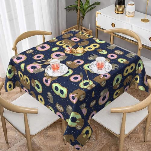 POEZJZW Quadratische Tischdecke mit Faultier und Donuts, bedruckt, für Esstische im Innen- und Außenbereich, Esstische, Partys, Terrassen, 152,4 x 152,4 cm POEZJZW Quadratische Tischdecke mit Faultier und Donuts, bedruckt, für Esstische im Innen- und Außenbereich, Esstische, Partys, Terrassen, 152,4 x 152,4 cm von POEZJZW