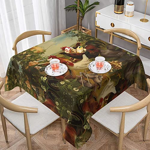 POEZJZW Quadratische Tischdecke mit Hühnern und Bauernhof, bedruckt, für Esstische im Innen- und Außenbereich, Esstische, Partys, Terrassen, 152,4 x 152,4 cm POEZJZW Quadratische Tischdecke mit Hühnern und Bauernhof, bedruckt, für Esstische im Innen- und Außenbereich, Esstische, Partys, Terrassen, 152,4 x 152,4 cm von POEZJZW