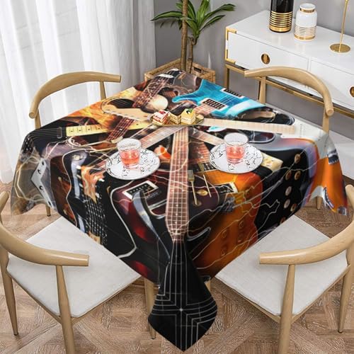 POEZJZW Quadratische Tischdecke mit Musikgitarre, bedruckt, für Esstische im Innen- und Außenbereich, Esstische, Partys, Terrassen, 152,4 x 152,4 cm POEZJZW Quadratische Tischdecke mit Musikgitarre, bedruckt, für Esstische im Innen- und Außenbereich, Esstische, Partys, Terrassen, 152,4 x 152,4 cm von POEZJZW