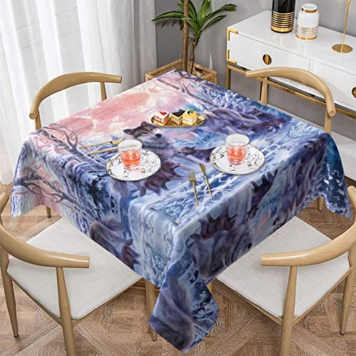 POEZJZW Quadratische Tischdecke mit Wölfenfamilie, bedruckt, für Esstische im Innen- und Außenbereich, Esstische, Partys, Terrassen, 152,4 x 152,4 cm POEZJZW Quadratische Tischdecke mit Wölfenfamilie, bedruckt, für Esstische im Innen- und Außenbereich, Esstische, Partys, Terrassen, 152,4 x 152,4 cm von POEZJZW