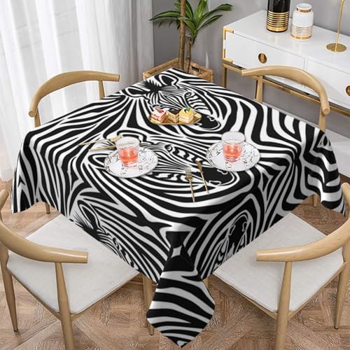 POEZJZW Quadratische Tischdecke mit Zebramuster, für Esstische im Innen- und Außenbereich, Esstische, Partys, Terrassen, 152,4 x 152,4 cm von POEZJZW