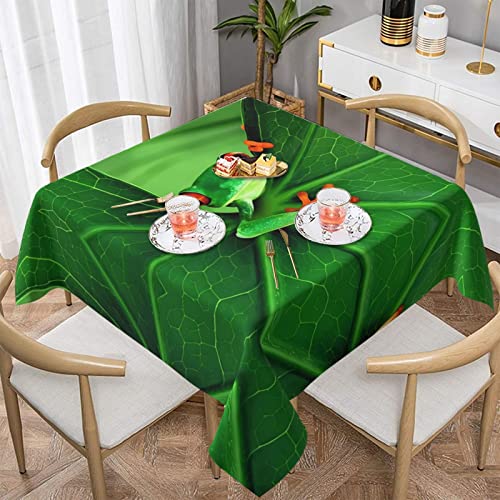 POEZJZW Quadratische Tischdecke mit niedlichem Frosch-Motiv, für Esstische, Esstische, Partys, Terrassen, 137 x 137 cm von POEZJZW
