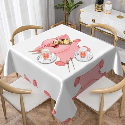 POEZJZW Quadratische Tischdecke mit rosa Schweinchen-Motiv, für Esstische im Innen- und Außenbereich, Esstisch, Partys, Terrassen, 137 x 137 cm POEZJZW Quadratische Tischdecke mit rosa Schweinchen-Motiv, für Esstische im Innen- und Außenbereich, Esstisch, Partys, Terrassen, 137 x 137 cm von POEZJZW