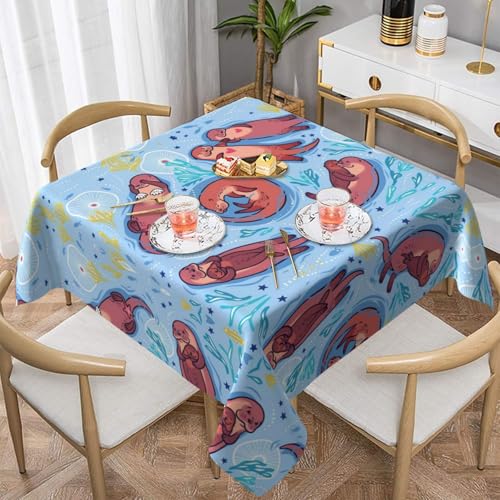 POEZJZW Quadratische Tischdecke mit süßem braunem Ottermotiv, für Esstische im Innen- und Außenbereich, Esstische, Partys, Terrassen, 152,4 x 152,4 cm POEZJZW Quadratische Tischdecke mit süßem braunem Ottermotiv, für Esstische im Innen- und Außenbereich, Esstische, Partys, Terrassen, 152,4 x 152,4 cm von POEZJZW