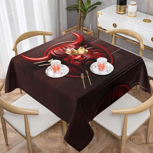 POEZJZW Rote Minotaurus-Schnitzerei-Tischdecke, quadratisch, dekorativ, für Esstische, Esstische, Partys, Terrassen, 152,4 x 152,4 cm POEZJZW Rote Minotaurus-Schnitzerei-Tischdecke, quadratisch, dekorativ, für Esstische, Esstische, Partys, Terrassen, 152,4 x 152,4 cm von POEZJZW