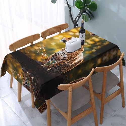 POEZJZW Tischdecke, Motiv: Leopard stehend in einem Baum, rechteckig, 137,2 x 183,9 cm, für Zuhause, Küche, Esszimmer, Partys, Terrassen POEZJZW Tischdecke, Motiv: Leopard stehend in einem Baum, rechteckig, 137,2 x 183,9 cm, für Zuhause, Küche, Esszimmer, Partys, Terrassen von POEZJZW