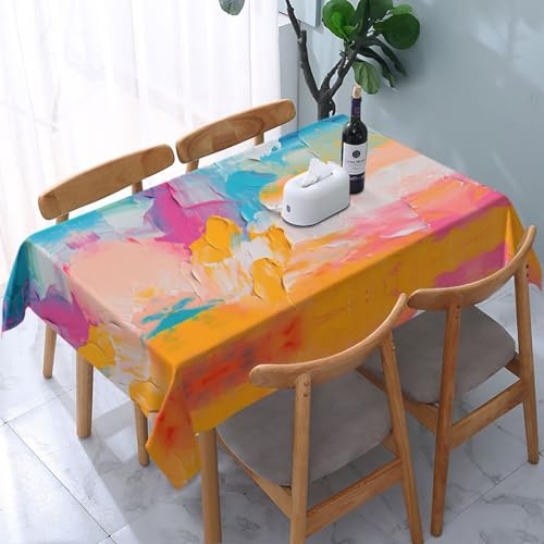 POEZJZW Tischdecke, abstraktes Ölgemälde, 137,2 x 183,9 cm, rechteckige Tischdecke für Zuhause, Küche, Esszimmer, Partys, Terrassen von POEZJZW