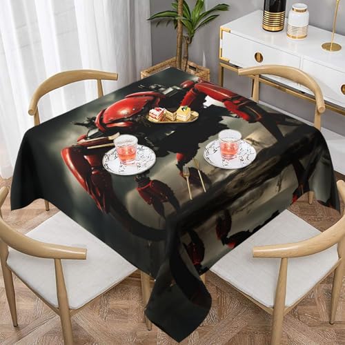 POEZJZW Tischdecke, mechanisch, bedruckt, quadratisch, für Esstische im Innen- und Außenbereich, Esstisch, Partys, Terrassen, 137 x 137 cm, Rot POEZJZW Tischdecke, mechanisch, bedruckt, quadratisch, für Esstische im Innen- und Außenbereich, Esstisch, Partys, Terrassen, 137 x 137 cm, Rot von POEZJZW