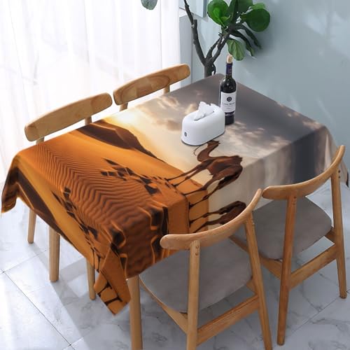 POEZJZW Tischdecke mit einsamem Kamel-Muster, rechteckig, für Zuhause, Küche, Esszimmer, Partys, Terrassen, 137,2 x 183,9 cm von POEZJZW