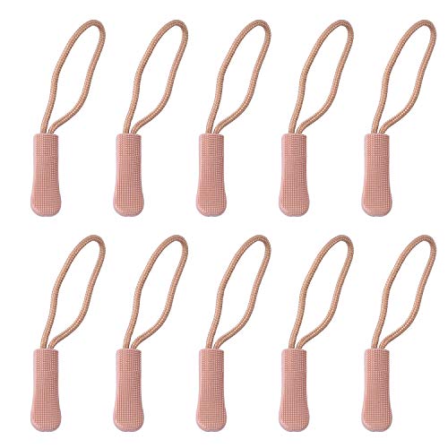 POFET 10 Stück Reißverschluss Anhänger, rutschfest Zipper Tag, Reißverschluss Anhänger zum Einfädeln, ReißVerschlussverläNgerung, Reissverschlussgriff, Braun von POFET