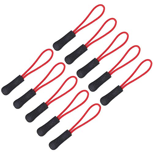 POFET 10 Stück Zip Tags Cord Pulls Zipper Extension Zip Slider Schwarz Rot von POFET