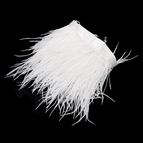 POFET 2 Yards natürliche weiche Straußenfedern Fransenborte Band zum Nähen von Kleidern, Dekoration, Basteln, Kleidung, Hochzeit, Dekoration, Nähen, Basteln, 10-13 cm (weiß) von POFET