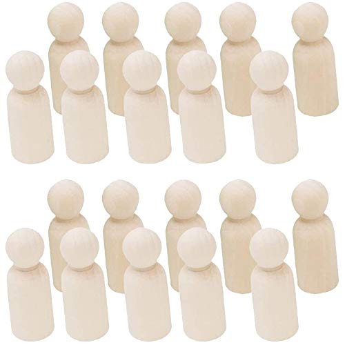 POFET 20pcs natürliche unbemalte weibliche männliche kleine hölzerne Peg Puppenkörper für DIY Kunsthandwerk Farbe geschnitzt - Junge 43mm POFET 20pcs natürliche unbemalte weibliche männliche kleine hölzerne Peg Puppenkörper für DIY Kunsthandwerk Farbe geschnitzt - Junge 43mm von POFET