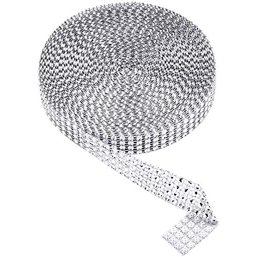 POFET 2CM 4Row 10 Yard Acryl Strass Diamantband für Hochzeitstorten, Geburtstagsdekorationen, Babyparty-Events und Kunsthandwerksprojekte - Silber von POFET