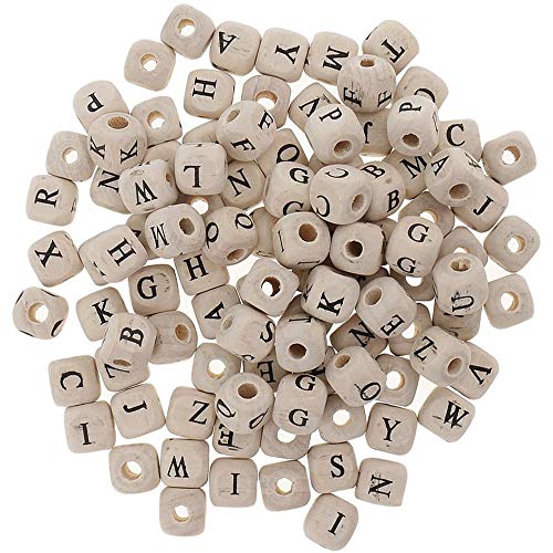 POFET 300pcs 10mm Holzwürfel Buchstaben Perlen Quadratische Holzperlen für DIY Handwerk Schmuck Herstellung Kinderspielzeug - Multicolor von POFET