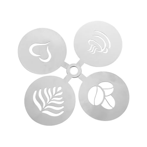 POFET 4 Stück Edelstahl-Kaffee-Schablonen, Latte-Art-Kaffee-Girlanden-Form, personalisierte Schablone für Kaffee-Kuchen-Dekoration POFET 4 Stück Edelstahl-Kaffee-Schablonen, Latte-Art-Kaffee-Girlanden-Form, personalisierte Schablone für Kaffee-Kuchen-Dekoration von POFET