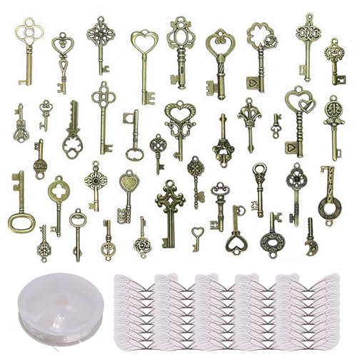 POFET 40 Stück Skelettschlüssel, Libellenflügel, feiner Vintage-Schlüssel, DIY, magischer Schlüsselanhänger für Raumdekorationen von POFET