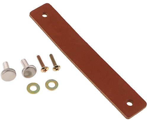 POFET 5 Stück Nordic Garderobe Schranktürgriff Weiche PU-Ledertürgriffe für Schrank Schublade Zugknöpfe Möbelbeschläge (26 x 125 mm) - Hellbraun von POFET