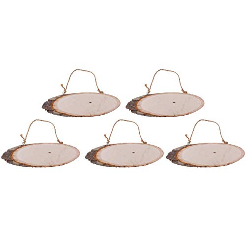 POFET 5 Stück ovale natürliche hängende Holzscheiben Baumrinde Holzstücke große Plaketten für handgemachte Namensschild Hochzeitsdekoration POFET 5 Stück ovale natürliche hängende Holzscheiben Baumrinde Holzstücke große Plaketten für handgemachte Namensschild Hochzeitsdekoration von POFET