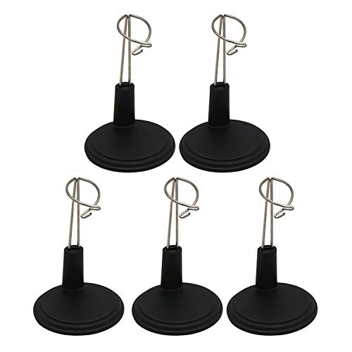 POFET 5 Stück schwarzer Verstellbarer Puppenständer für 4-6 Zoll amerikanische Puppen und Babypuppen Displayhalter von POFET