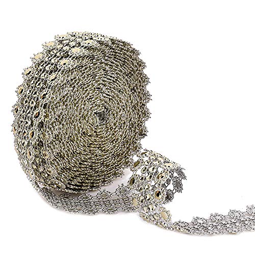 POFET 5 Yards Crystal Flower Strass Kette Mesh Ribbon Trims Nähen Handwerk Applique Gold POFET 5 Yards Crystal Flower Strass Kette Mesh Ribbon Trims Nähen Handwerk Applique Gold von POFET