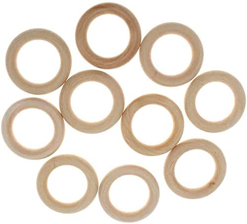 POFET 50 Stück natürliche unvollendete Holzkreise Ringe für Ornamente Handwerk 45mm von POFET