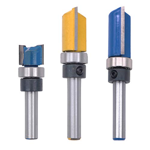 POFET Fräserbohrersatz 3 Stück Doppelgerade Flötenverkleidung Schablonenfräser 1/4 "Holzbearbeitungsfräswerkzeuge mit oberem Lager POFET Fräserbohrersatz 3 Stück Doppelgerade Flötenverkleidung Schablonenfräser 1/4 "Holzbearbeitungsfräswerkzeuge mit oberem Lager von POFET