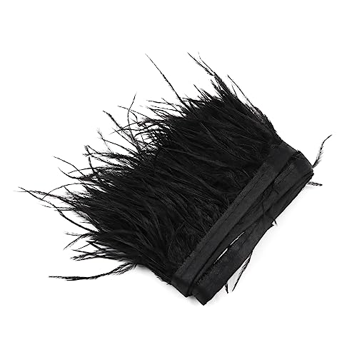 POFET Yards natürliche weiche Straußenfedern Fransenborte Band zum Nähen von Kleidern, Dekoration, Basteln, Kleidung, Hochzeit, Dekoration, Nähen, Basteln, 10-13 cm (schwarz) von POFET