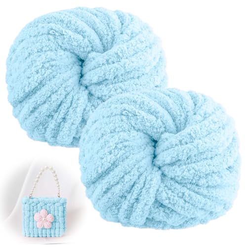 Dicke Wolle zum Handstricken, 500g (2x250g) Armstricken Wolle Flauschig Chunky Yarn Handstrickwolle DIY XXL Dick Wolle Weiches Strickgarn Dickes Garn Dicke Wolle zum Häkeln für Decke, Tasche, Schals von POFIBO