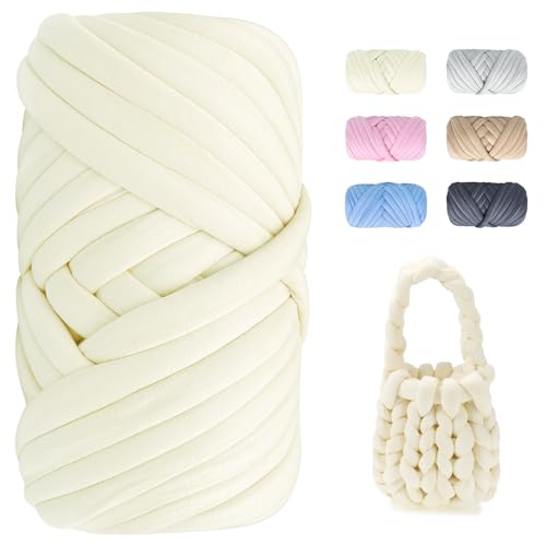 Dicke Wolle zum Handstricken - 500g Länge ca. 25m Chunky Yarn für Armstricken DIY XXL Flauschiges Strickgarn für Decke, Tasche, Kissen von POFIBO