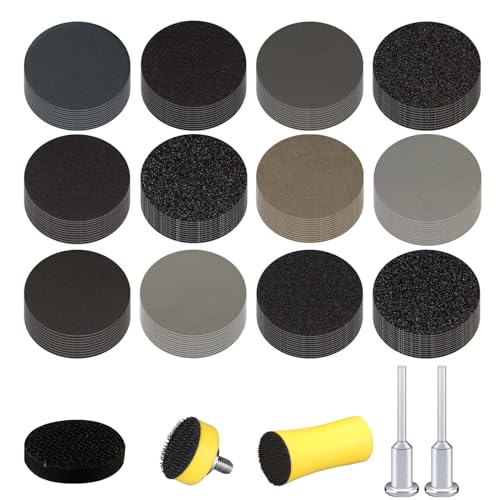 POFIBO 185 Stück Schleifscheiben 25mm Klett Nasse Trockene Schleifpads, (Körnung 60-10000) Sandpapier Schleifwerkzeug Mit für Dremel-Rotationswerkzeug, für Holz, Metall, Auto Polieren von POFIBO