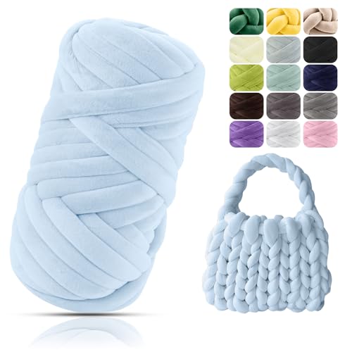 POFIBO Dicke Wolle Garn, 500g Chunky XXL Wolle zum Handstricke, Armstricken wolle, Schlauchgarn, Handstrickgarn, Wolle zum häkeln für Anfänger, Decken, Körbe, DIY-Kunsthandwerk(Länge ca 16m, Hellblau) POFIBO Dicke Wolle Garn, 500g Chunky XXL Wolle zum Handstricke, Armstricken wolle, Schlauchgarn, Handstrickgarn, Wolle zum häkeln für Anfänger, Decken, Körbe, DIY-Kunsthandwerk(Länge ca 16m, Hellblau) von POFIBO