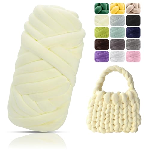 POFIBO Dicke Wolle Garn, 500g Chunky XXL Wolle zum Handstricke, Armstricken wolle, Schlauchgarn, Handstrickgarn, Wolle zum häkeln für Anfänger, Decken, Körbe, DIY-Kunsthandwerk(Länge ca 16m, Weiß) POFIBO Dicke Wolle Garn, 500g Chunky XXL Wolle zum Handstricke, Armstricken wolle, Schlauchgarn, Handstrickgarn, Wolle zum häkeln für Anfänger, Decken, Körbe, DIY-Kunsthandwerk(Länge ca 16m, Weiß) von POFIBO