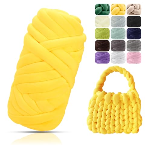 POFIBO Dicke Wolle Garn, 500g Chunky XXL Wolle zum Handstricke, Armstricken wolle, Schlauchgarn, Handstrickgarn, Wolle zum häkeln für Anfänger, Decken, Körbe, DIY-Kunsthandwerk(Länge ca 16m, Gelb) POFIBO Dicke Wolle Garn, 500g Chunky XXL Wolle zum Handstricke, Armstricken wolle, Schlauchgarn, Handstrickgarn, Wolle zum häkeln für Anfänger, Decken, Körbe, DIY-Kunsthandwerk(Länge ca 16m, Gelb) von POFIBO