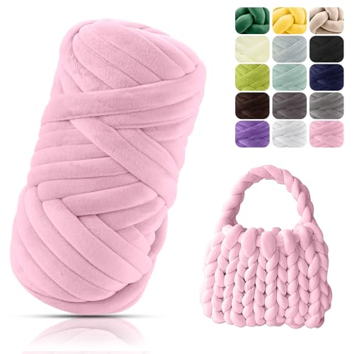 POFIBO Dicke Wolle Garn, 500g Chunky XXL Wolle zum Handstricke, Armstricken wolle, Schlauchgarn, Handstrickgarn, Wolle zum häkeln für Anfänger, Decken, Körbe, DIY-Kunsthandwerk(Länge ca 16m, Rosa) POFIBO Dicke Wolle Garn, 500g Chunky XXL Wolle zum Handstricke, Armstricken wolle, Schlauchgarn, Handstrickgarn, Wolle zum häkeln für Anfänger, Decken, Körbe, DIY-Kunsthandwerk(Länge ca 16m, Rosa) von POFIBO